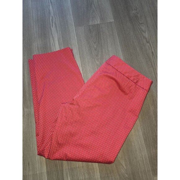 Talbots Womens Chatham Ankle Pants Size 10 Polka Dot Cotton Blend Pink - Picture 2 of 6